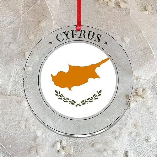 Miniatura 4 de Adornos de Navidad acrílicos transparentes de 3 pulgadas 2022 Chipre adornos colgantes de granja decoración navideña bandera patriótica disco