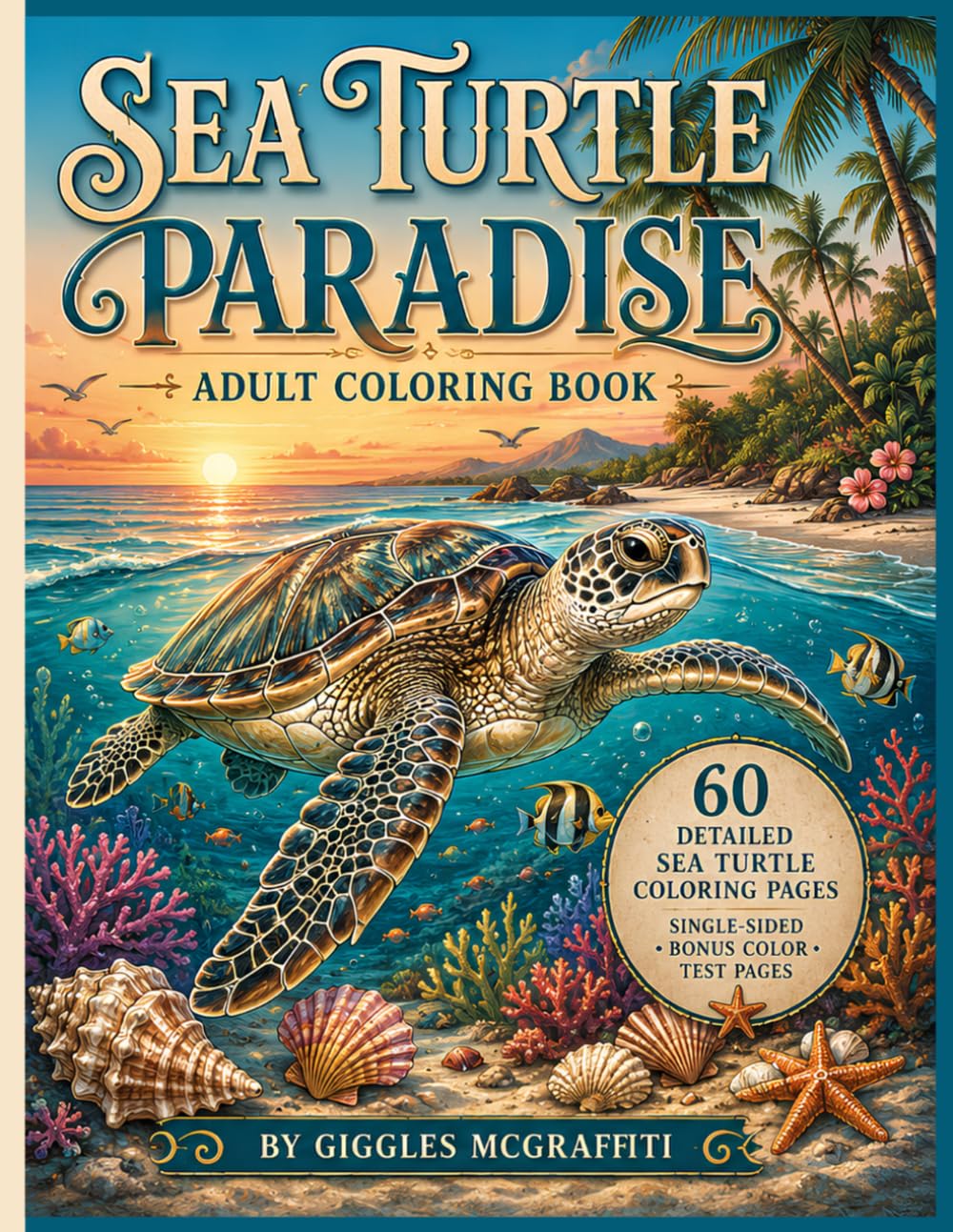 Sea Turtle Paradise Adult Coloring Book: Tropical Beaches, Ocean Wildlife & Relaxing Coastal Scenes