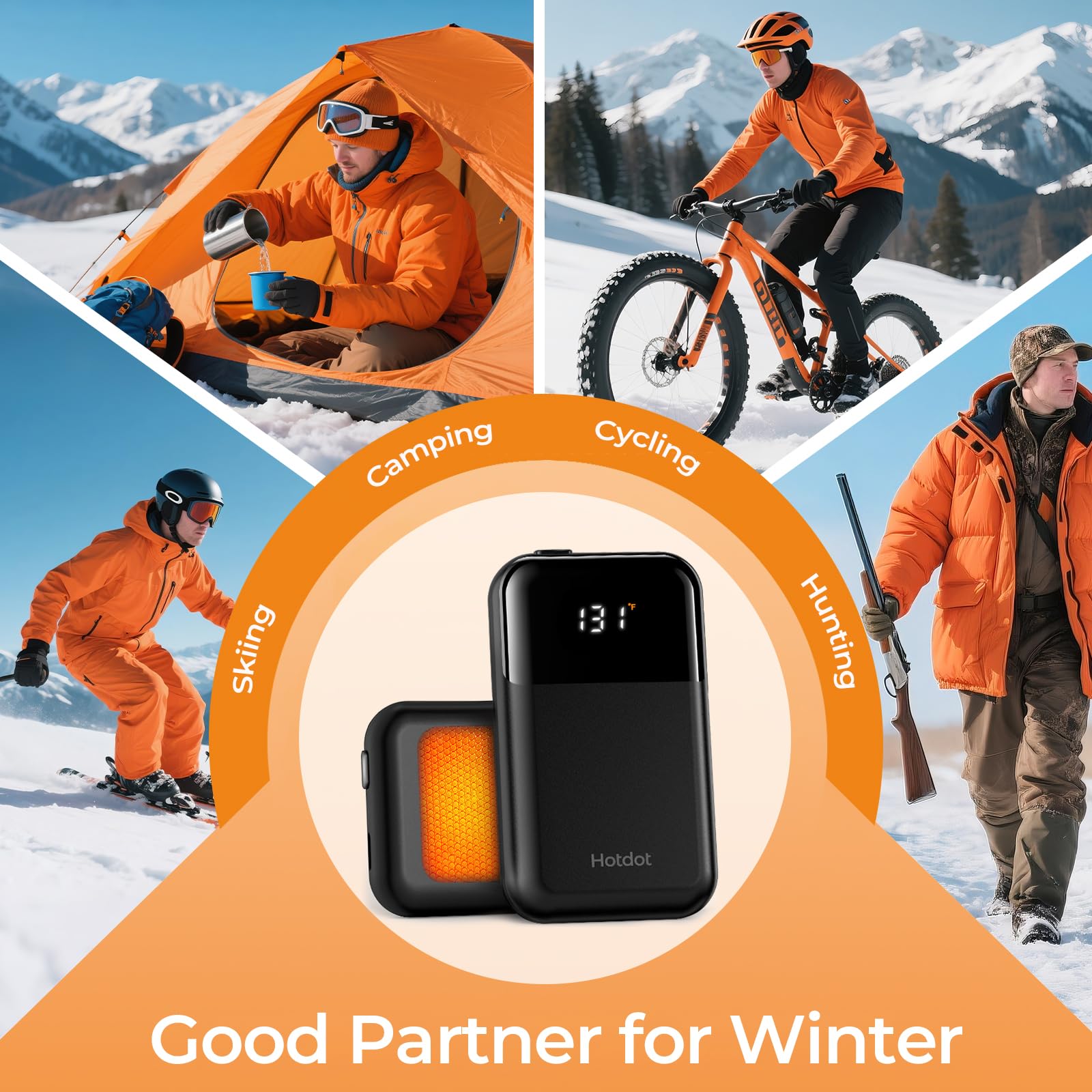 Hotdot Hand Warmers Rechargeable 2 Pack, 4 Heat Levels (104–131°F), Real-Time Temp & Battery Display, Electric Hand Warmers, Fast Heating, Fits in Gloves/Pocket, Gifts for Women & Men