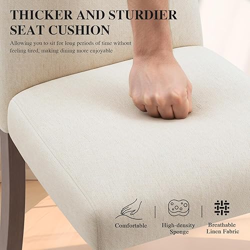 Miniatura 4 de Juego de 4 sillas de comedor, modernas sillas de comedor, silla tapizada de cocina estilo granja para restaurante y cafetería, color beige