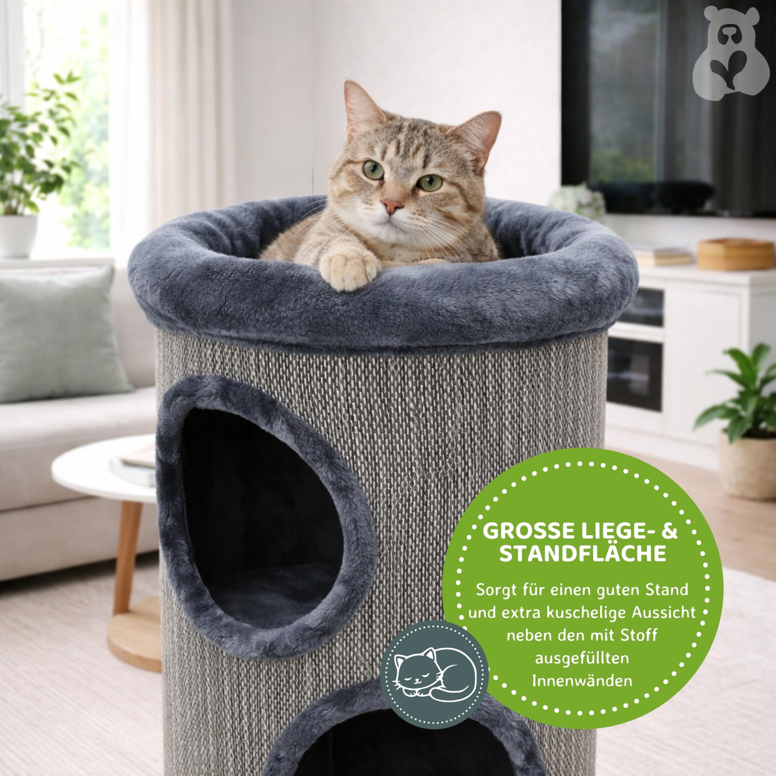 nanook Kratztonne Kratzbaum fr Grosse Katzen XXL Spieltonne Kratzturm  Simba mit Hhle 105 cm : Amazon.de: Haustier