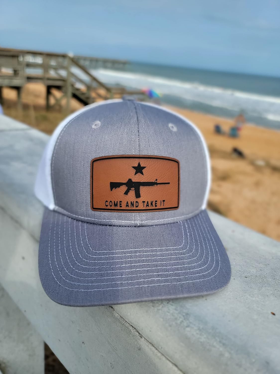 Come and Take It Lone Star Leather Patch Series Baseball Trucker Hat