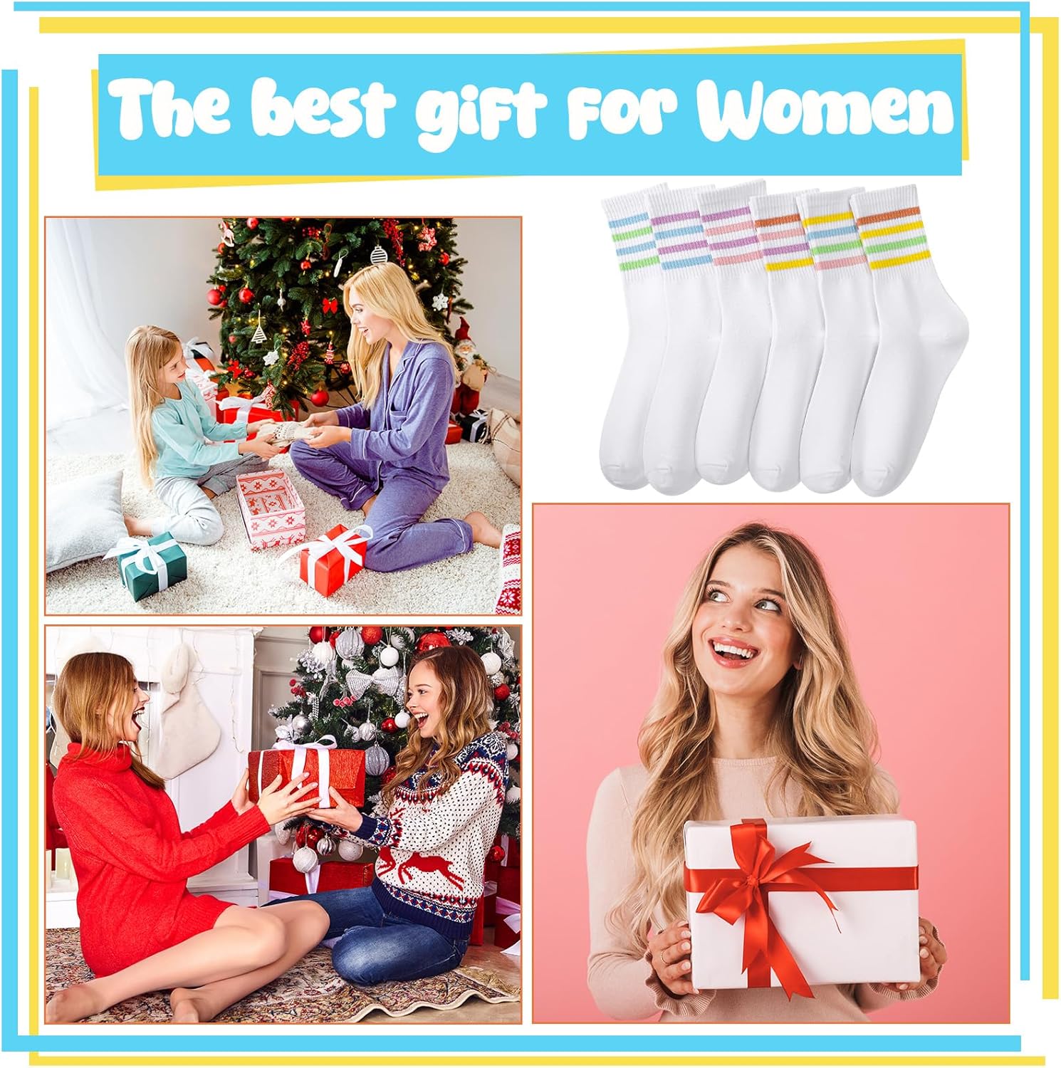 Jspupifip 6 Pair Retro Striped Socks for Women, Vintage Soft Comfortable Tube Fashionable Casual Crew Calf Sock for Girls and Ladies - Image 6