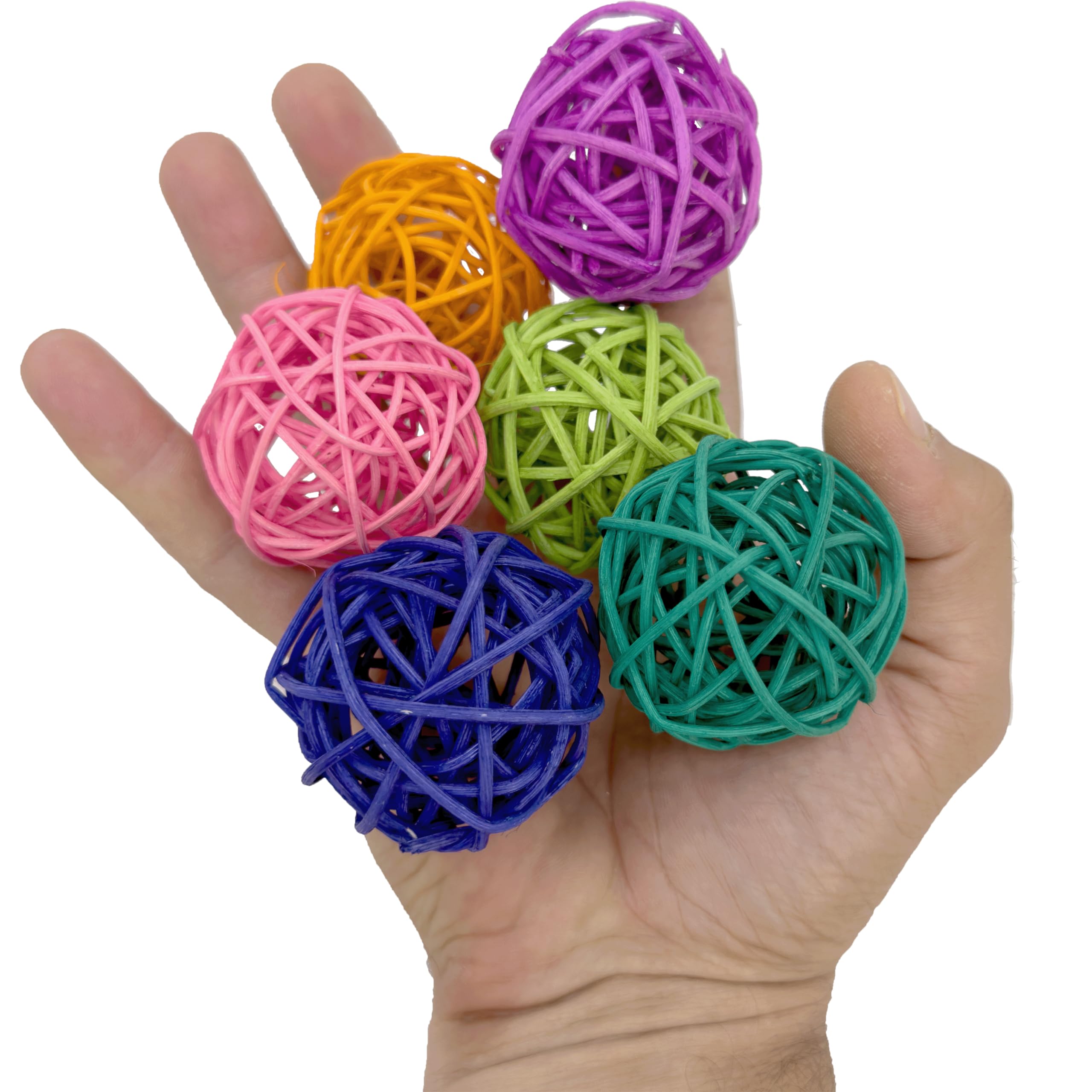 5057 Pk6 Small Rainbow Vine Balls - Handwoven colorful natural vine balls, Classic foot toys, Easy for birds to interact with, Breakable stuff able and chewable, Great for Budgies Parrotlets Cockatiel