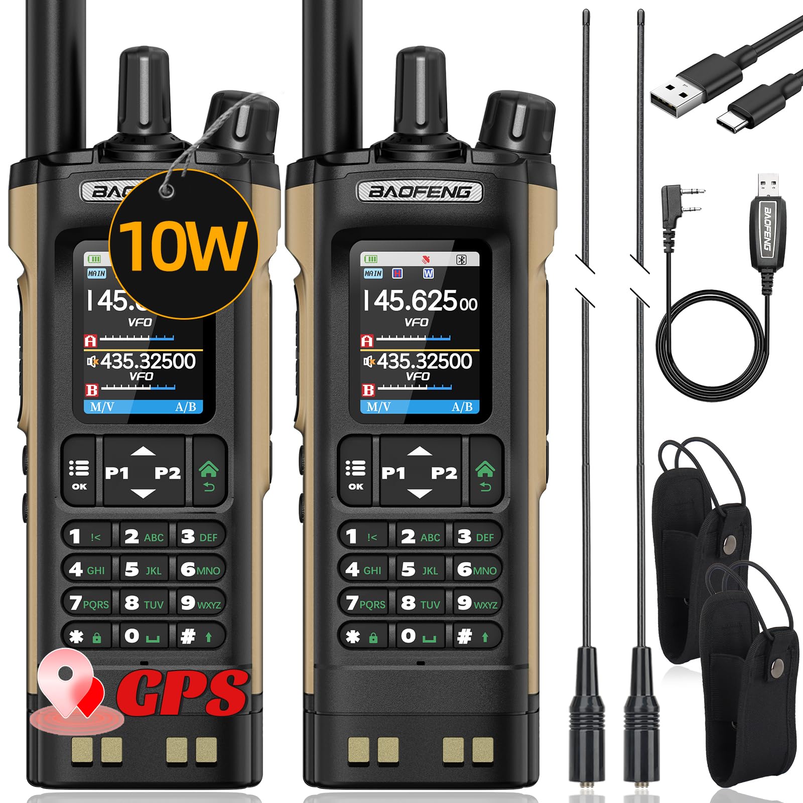 Baofeng UV-5RM Plus GPS Ham Radio Handheld | 10W | 1.77 Inch Color Scr