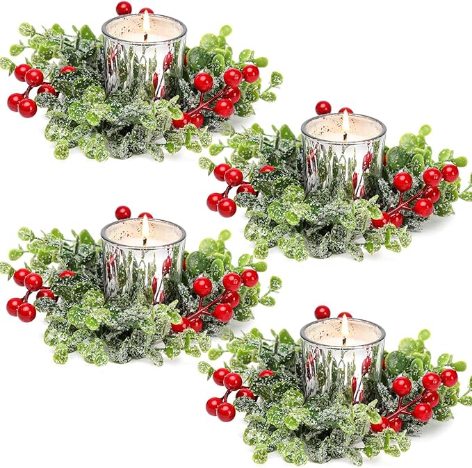 Christmas Candle Rings with Sliver Christmas Candle Holders