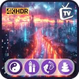 Cyberpunk Screensaver TV - Futuristic Cityscape with a Weather Panel