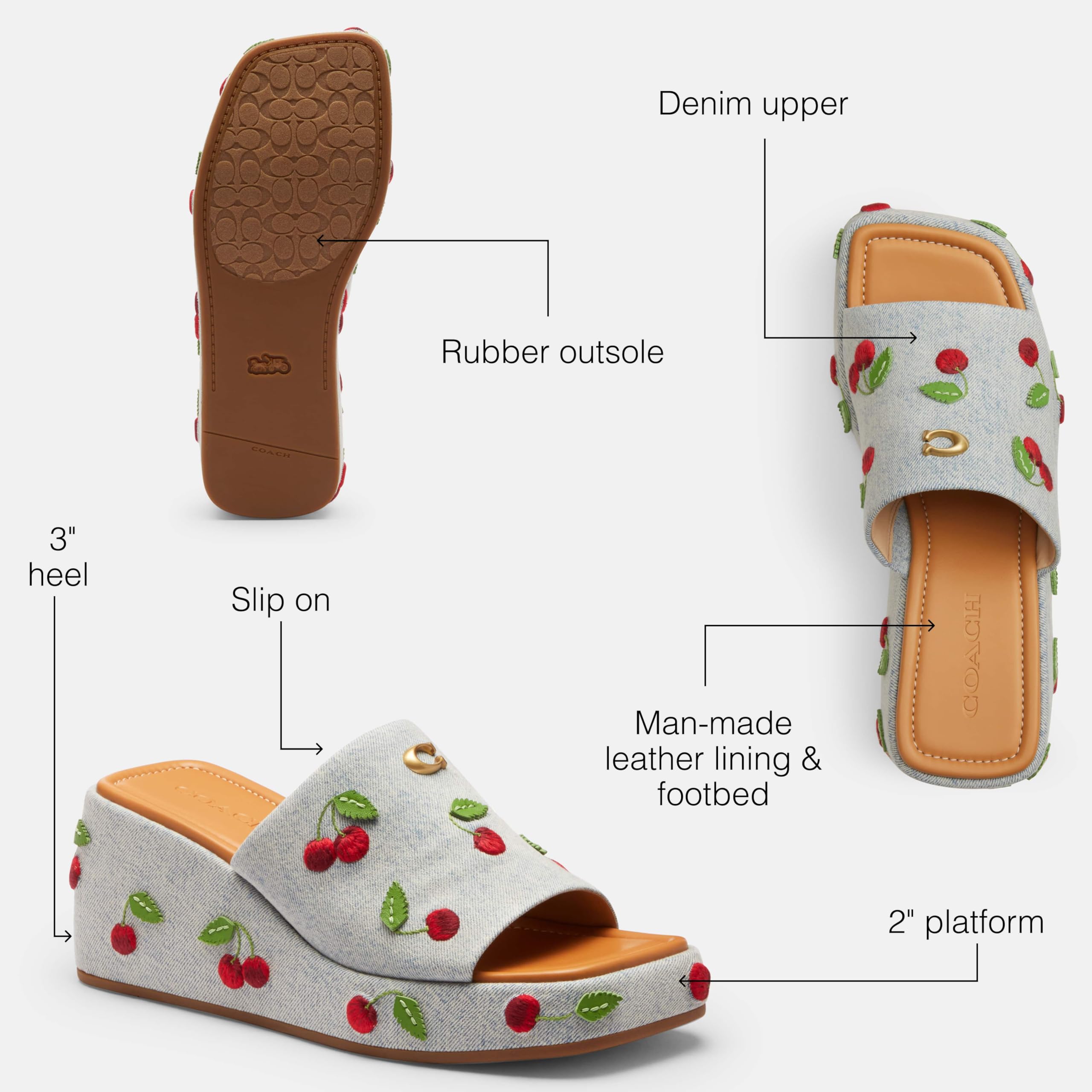 Coach Women's Marie Platform Slide Sandals Denim Multi