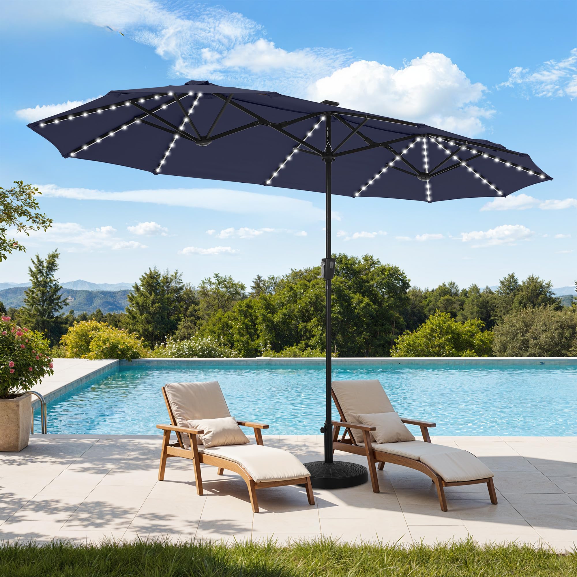 HERA'S PALACE 13ft Solar LED Umbrella