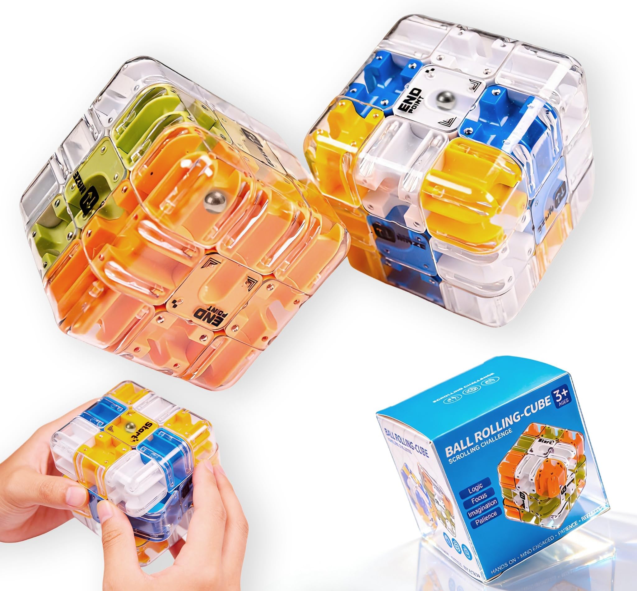2 Pack 3D Rolling Ball Maze Cube for Kids 5-8 8-12, Sensory Toys Labyrinth 3D Puzzle Maze Cube, Educational Learning Toys for Logical Thinking Holidays