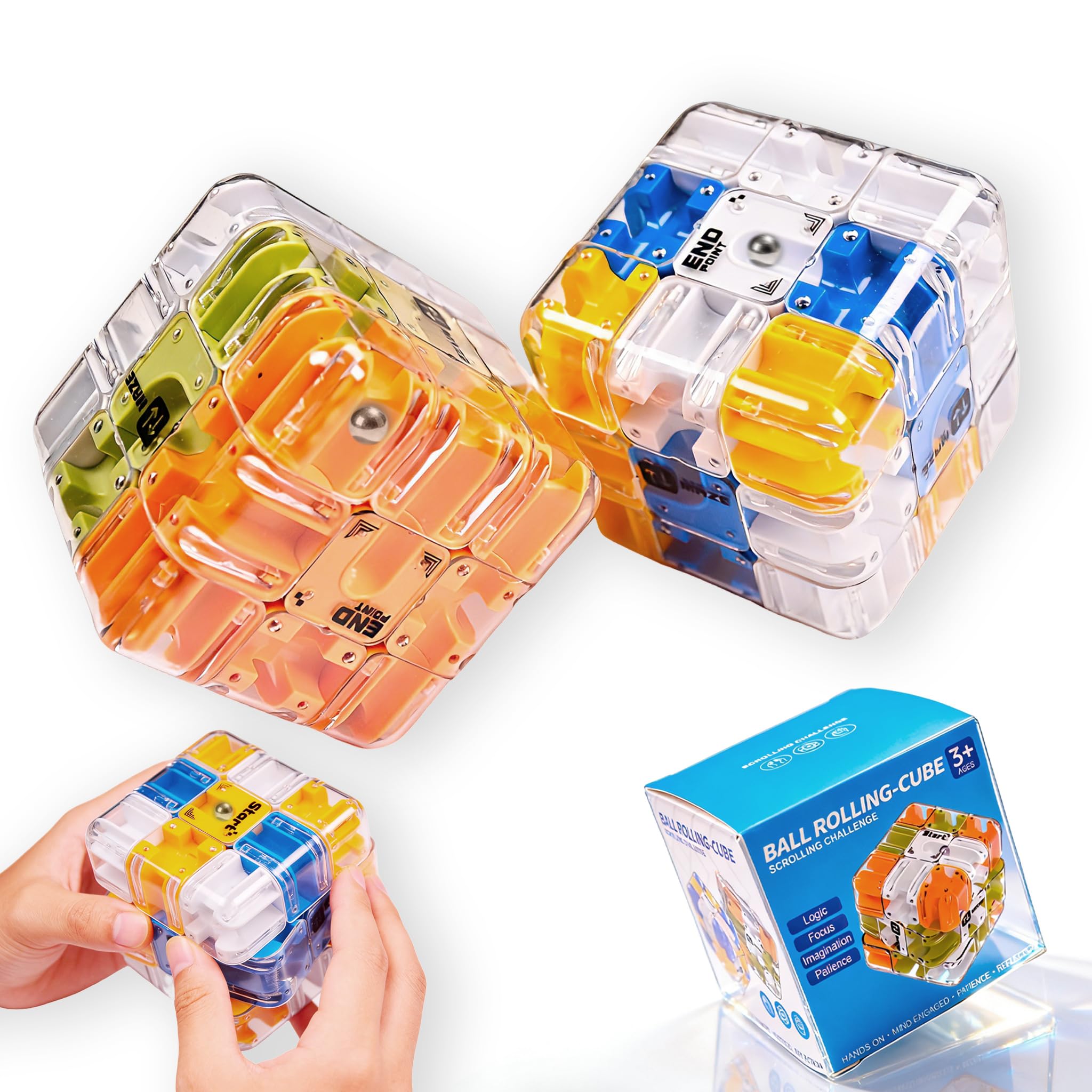2 Pack 3D Rolling Ball Maze Cube for Adults, Sensory Toys Labyrinth 3D Puzzle Maze Cube, Educational Learning Toys for Logical Thinking Holidays
