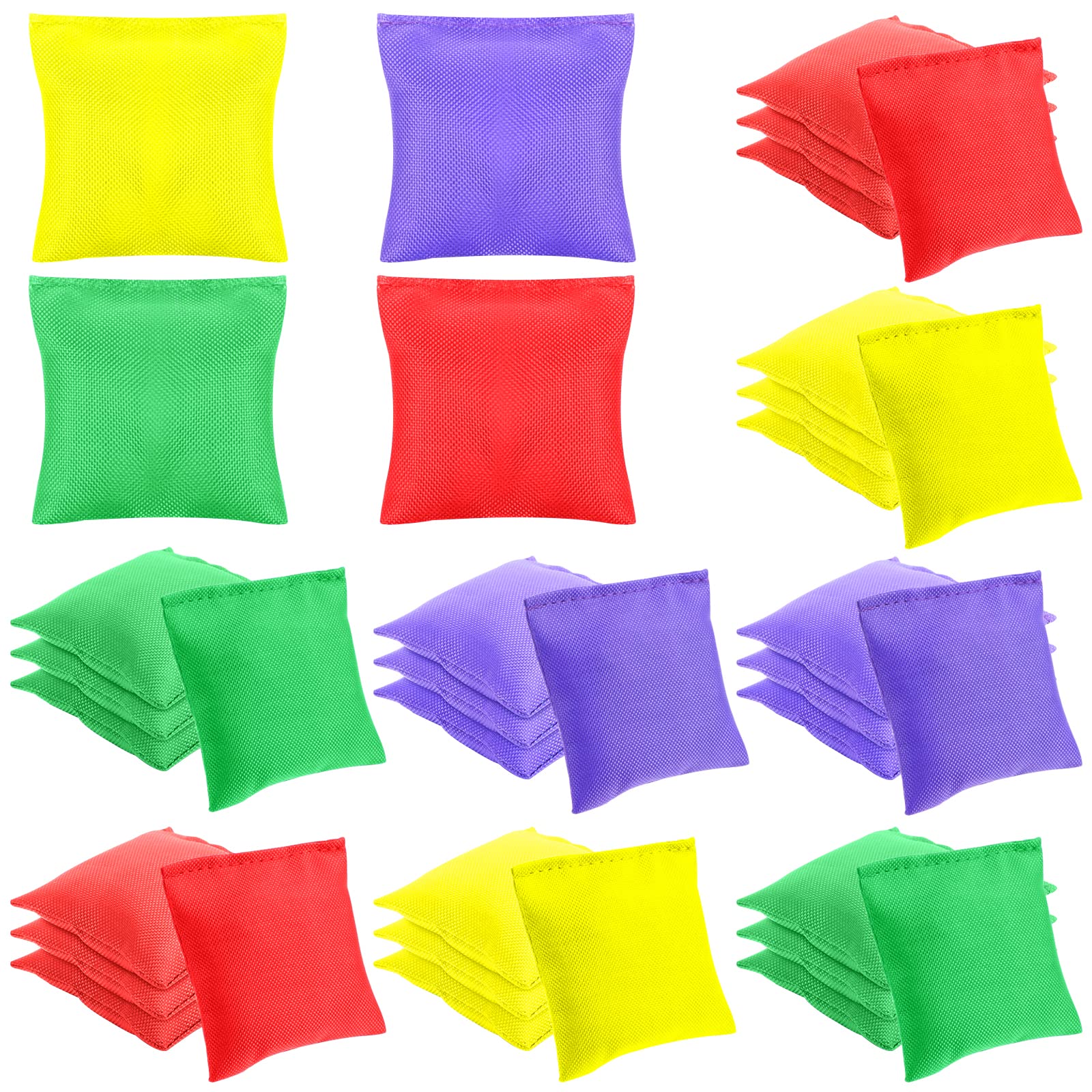 32 Pack Colorful Cornhole Bean Bags Nylon Bean Bags Toy for Toss Game Fun Sports Outdoor Family Games Bean Bag for Kids Girls(4 Colors)-2.4 x 2.4 Inch
