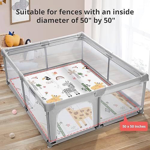 Miniatura 2 de Tapete de juego plegable para bebé, de 0.6 pulgadas de grosor, impermeable, para bebés y niños pequeños, tapete de espuma segura para el tiempo boca