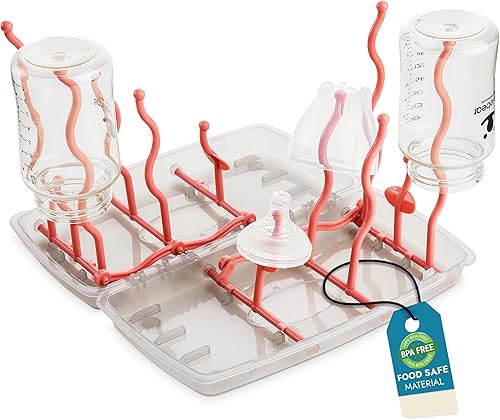 Baby Essentials - Estante de secado de biberones Ahorro de espacio para pezones, piezas de extractor de leche, artículos para bebés, estante