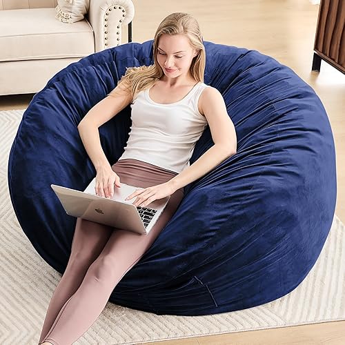 Miniatura 6 de Puf para adultos, silla tipo puf de espuma viscoelástica de 3 pies, sofá para niños/adolescentes con funda de microfibra suave, sofá redondo y