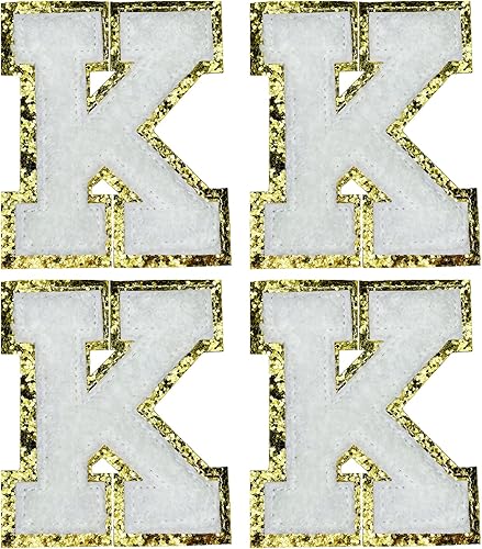 Miniatura 236 de Jongdari Letras termo-adhesivas de felpilla para ropa, parches de letras del alfabeto con brillantina para coser, con adhesivo planchado, 4