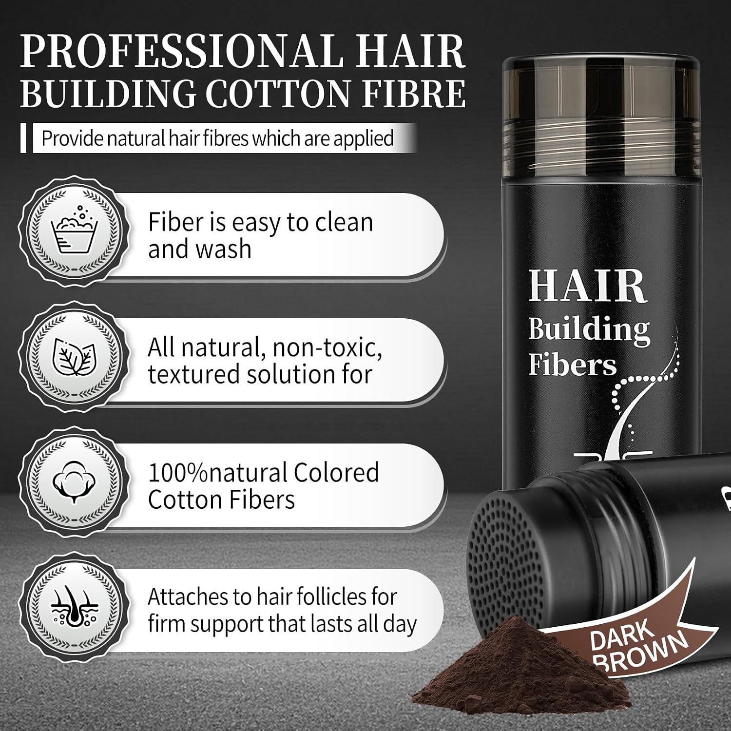 Hair Building Fibers for Thinning, Dark Brown Hair Fibers for Women Men 30g
