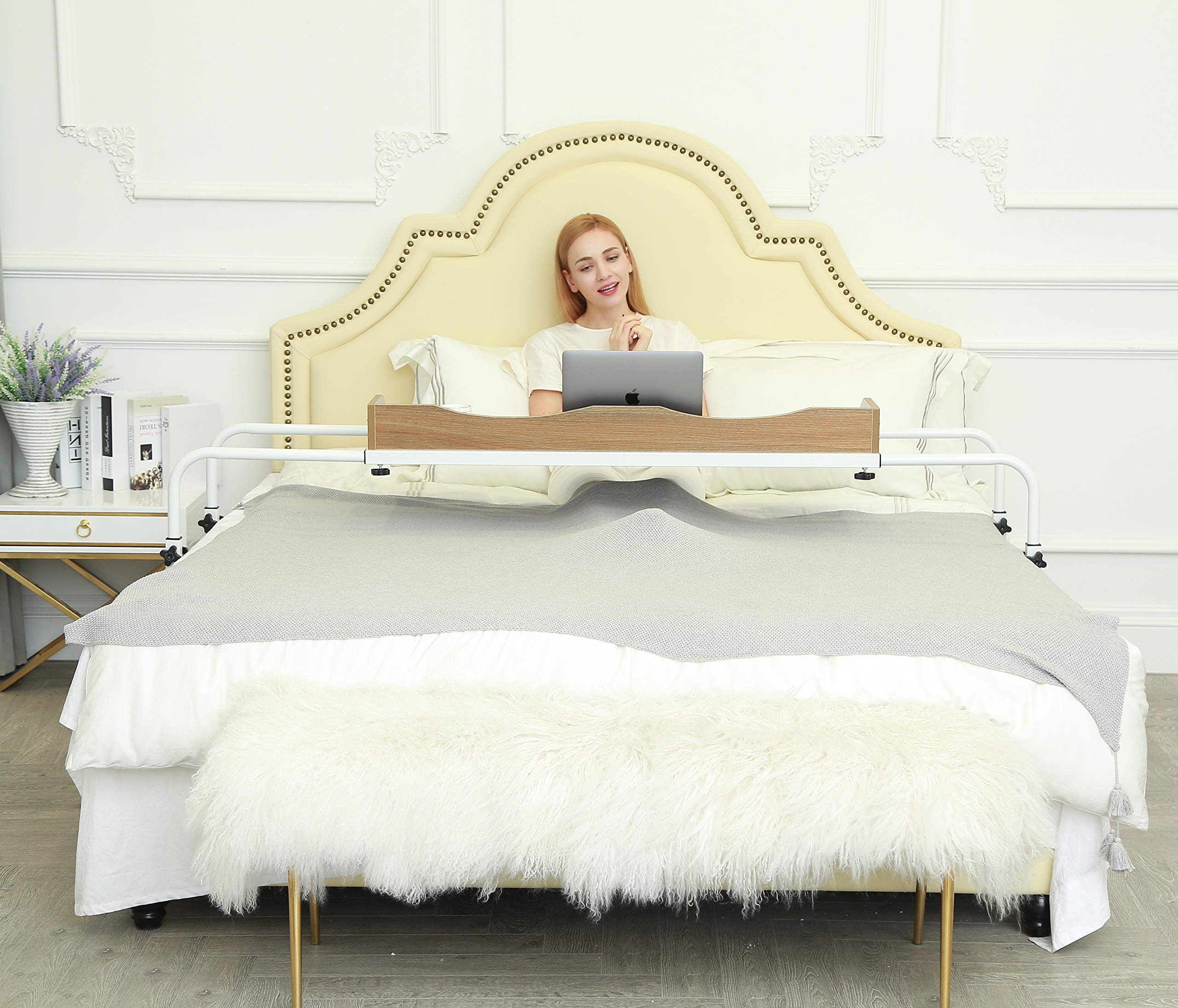 UNICOO Height Adjustable Overbed Table Standing Workstation, Rolling