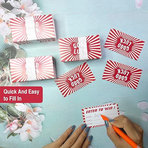 Miniatura 3 de 300 tarjetas de entrada para rifa - Tarjetas de formulario de entrada de 3.5 x 2 pulgadas para concursos, rifles, ferias, urnas, 5050, tambor de