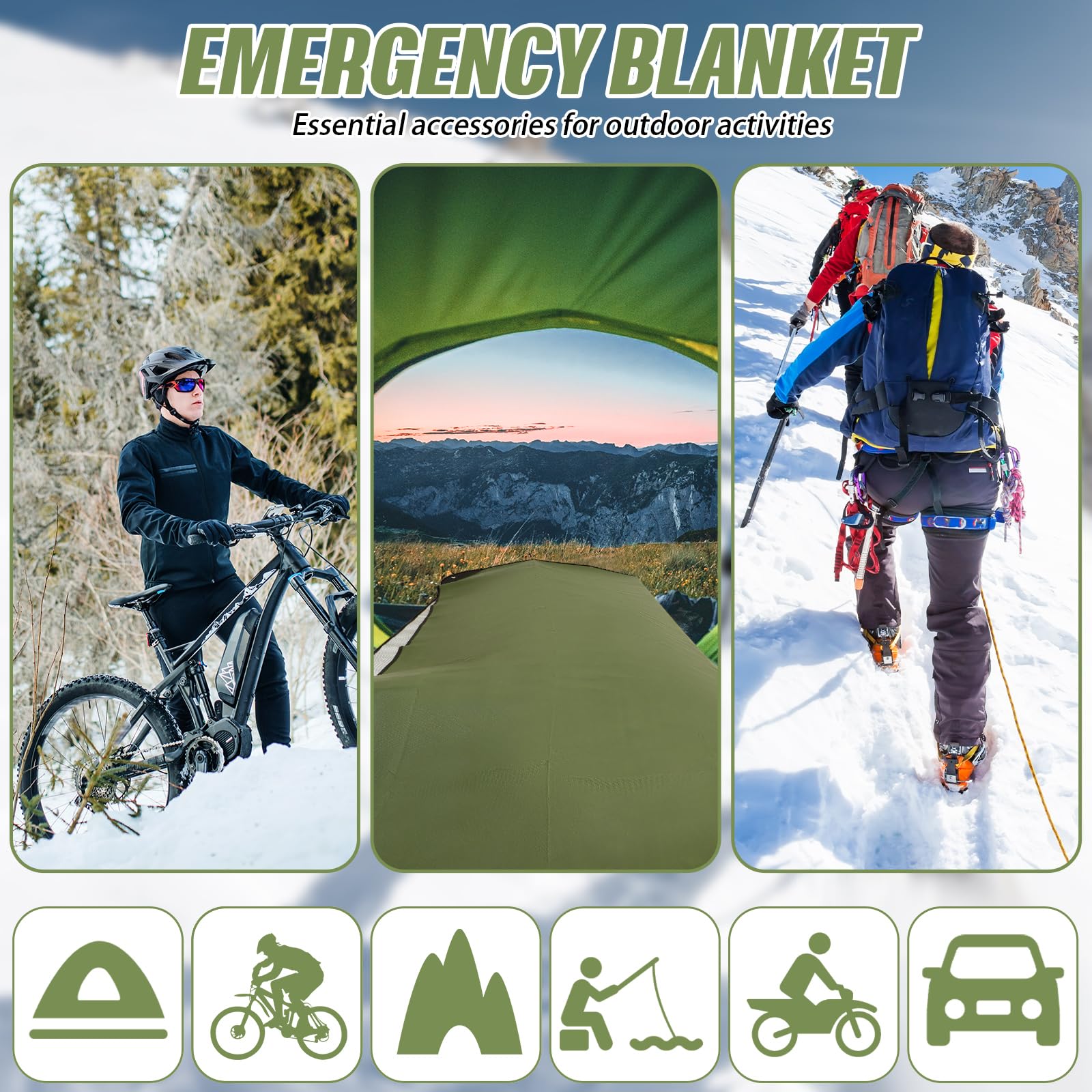 Kanayu 4 mantas de supervivencia resistentes aisladas para supervivencia en todo tipo de clima, manta de supervivencia de emergencia, lona reflectante térmica reutilizable para camping, senderismo,