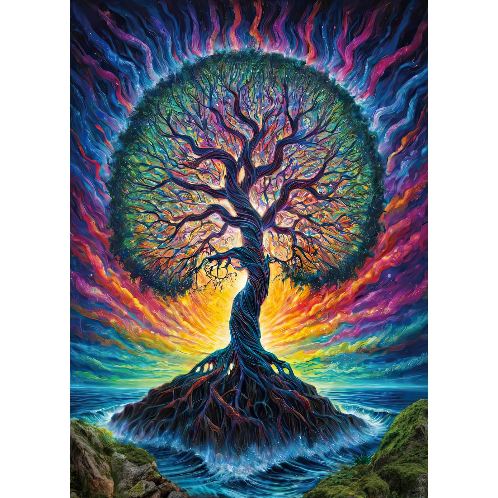 HUADADA Jigsaw Puzzles for Adults 1000 Pieces, Vibrant Cosmic Tree of Life Art, Unique Wall Decor & Ideal Art Gift — image 1