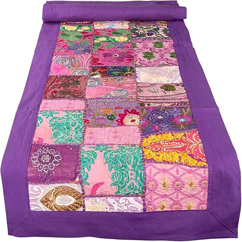 Miniatura 7 de Camino de mesa de algodón de 12 x 48 pulgadas, tapiz floral, bohemio, colorido, manteles individuales para mesa de café, casa de campo, persa,