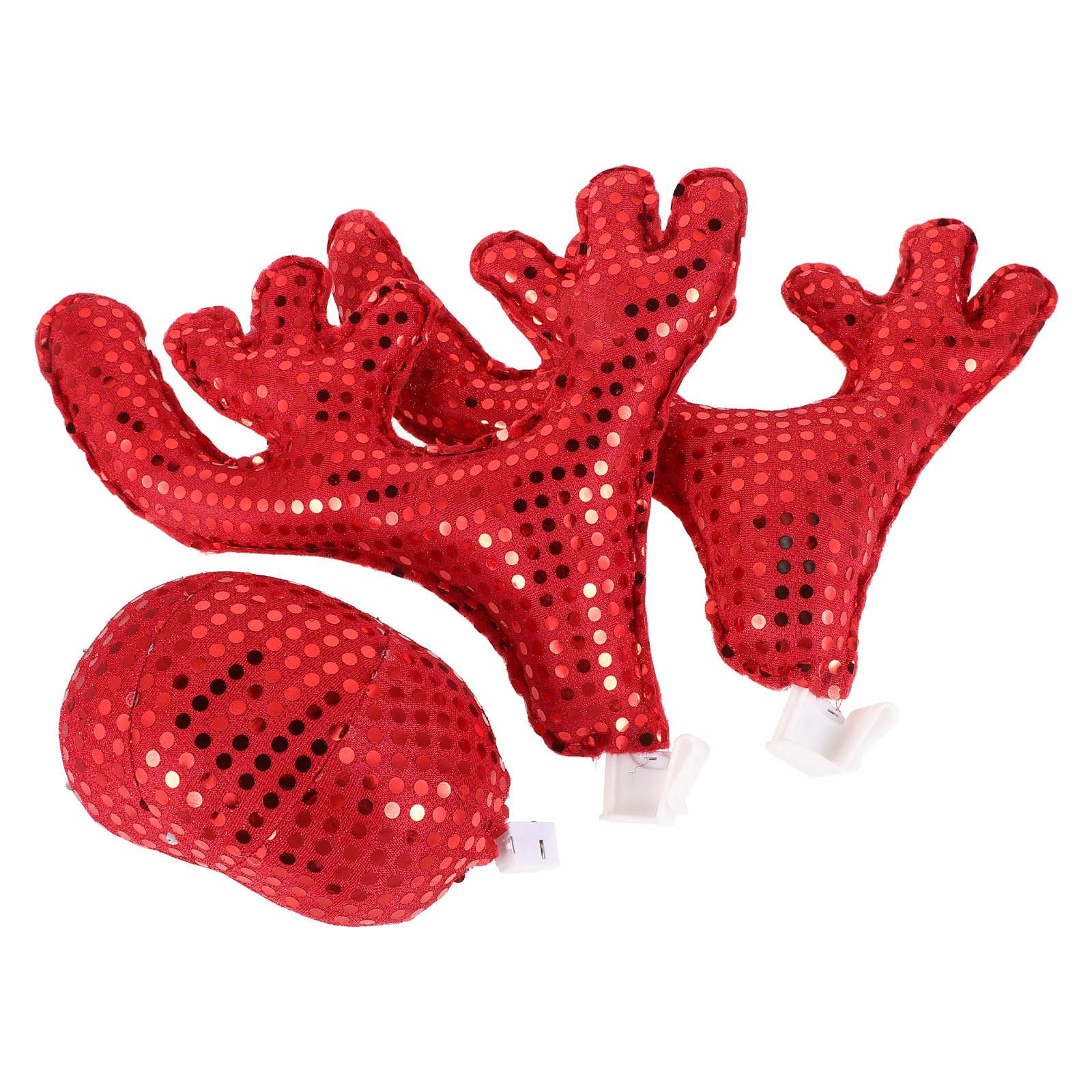 Decorazione Natalizia per Auto Corna di Renna Rosse in Plastico e Tessuto, Accessori Festivi per Finestra Auto per Natale e Vacanze, Set