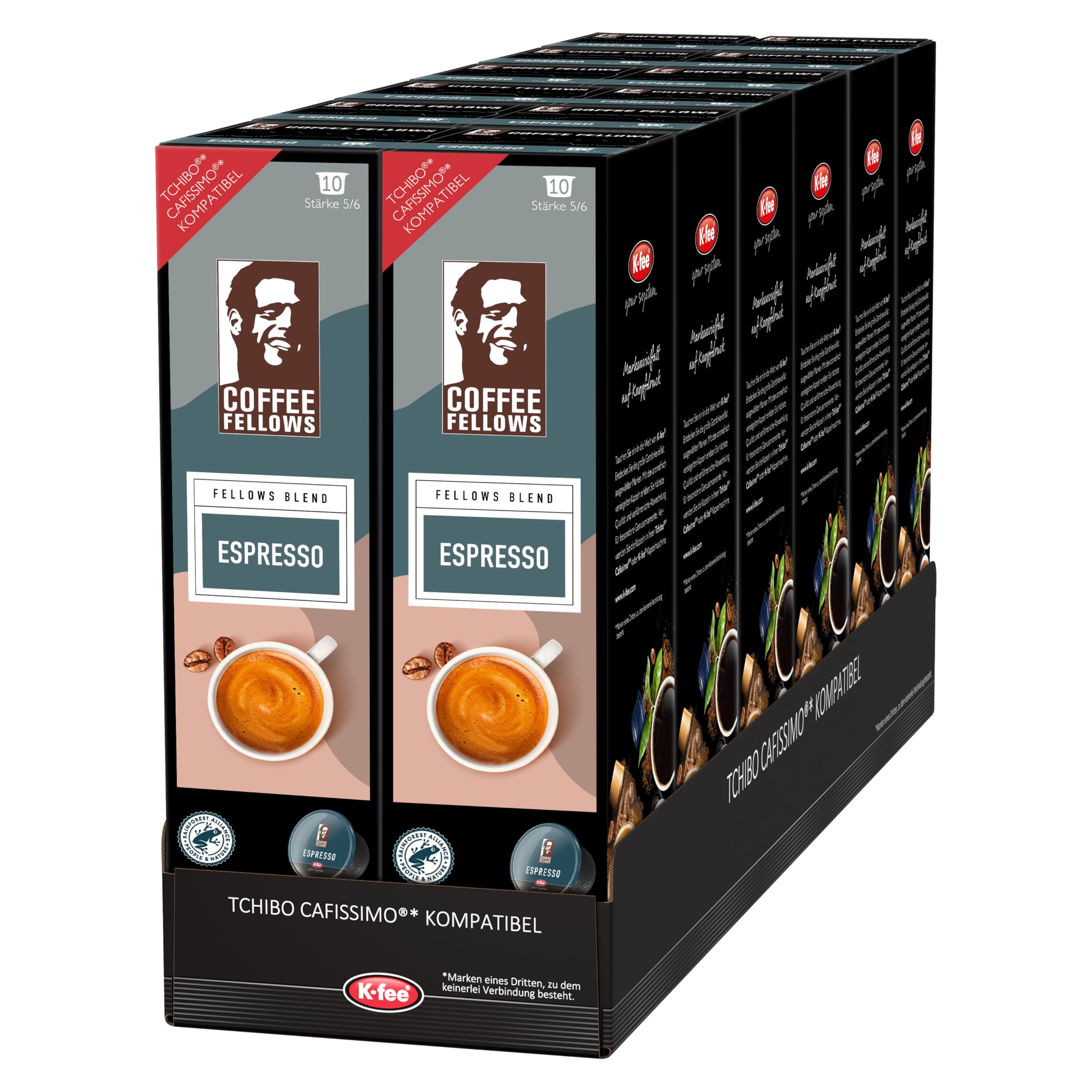 K-fee Coffee Fellows Blend Espresso kapsułki z kawą, intensywność 5/6, kompatybilne z K-fee & Tchibo Cafissimo, 120 kapsułek