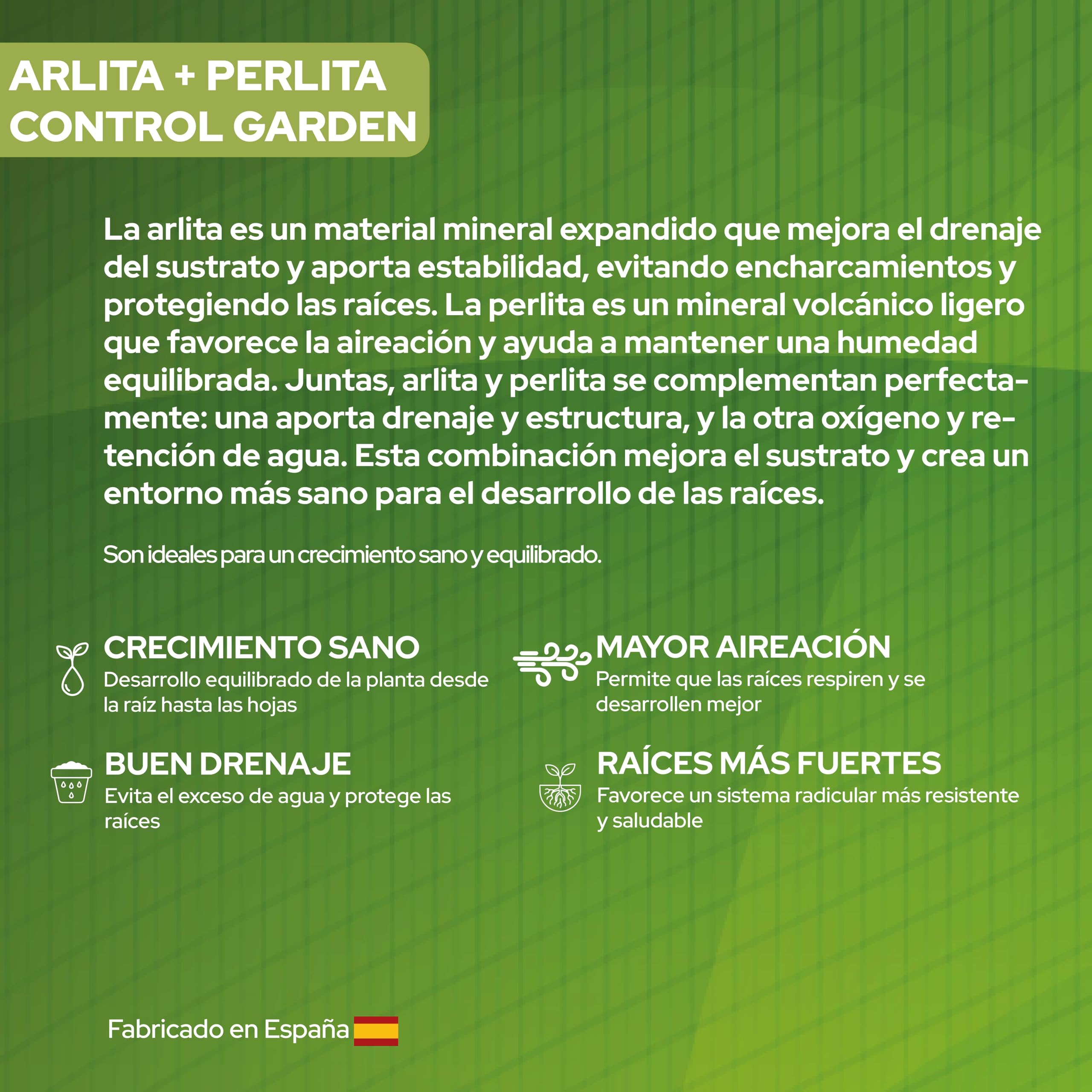 Control Garden Pack Arlita 6L + Perlita 6L | Sustrato para Plantas y Cultivos Interior y Exterior | Fabricado en España