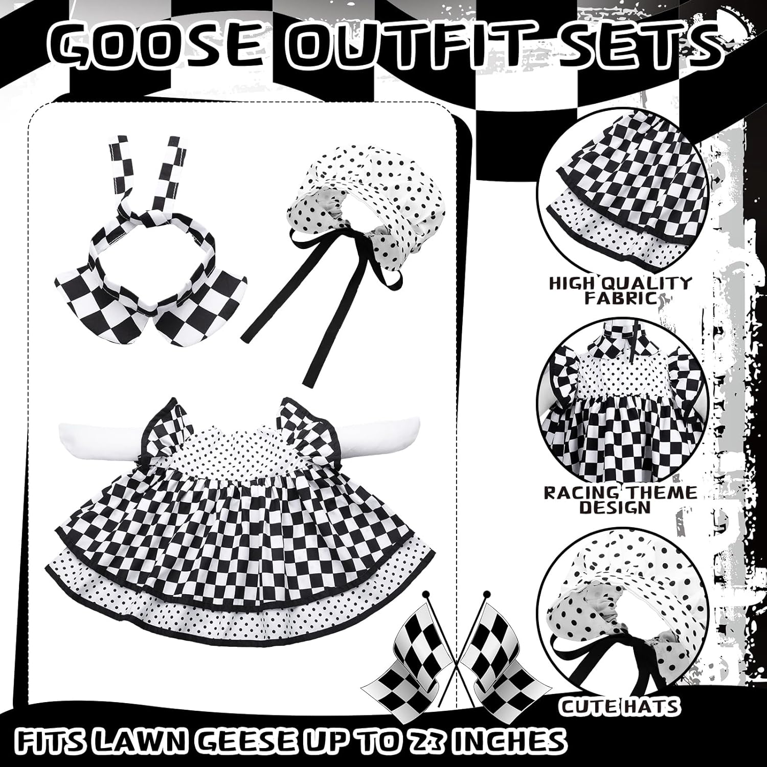 Abbylike 2 Sets Valentine's Day Porch Goose Outfits Love Heart Yard Goose Clothes Costume Fits Large 23'' Cement for Garden Yard Statue Pathway Decorations
