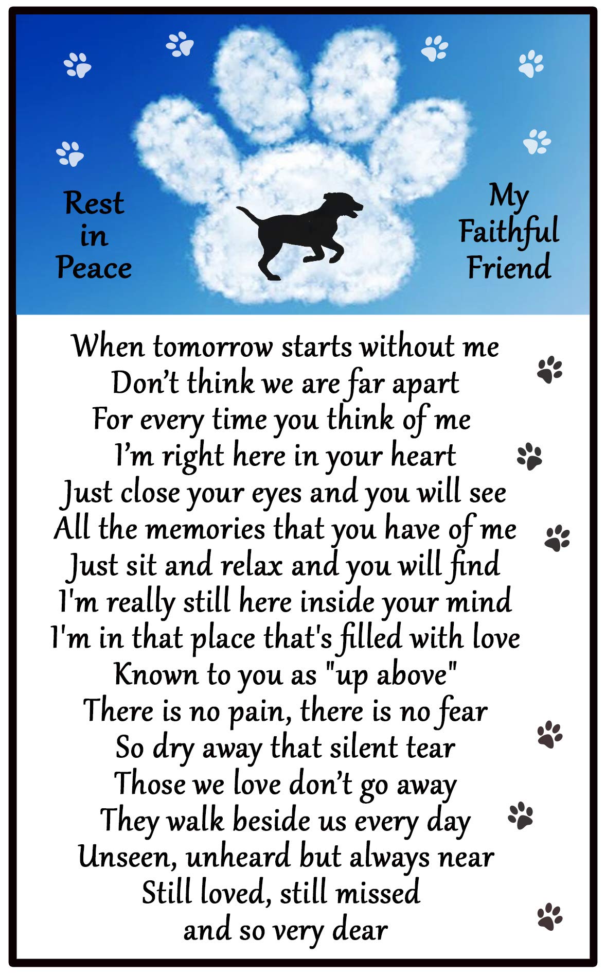 Fun Novelty Magnets Black Dog Rip Bereavement Gift - Still Loved Verse, 6 X 4 Inch Fridge Magnet, Pet Loss, Remembrance, Memorial, Sympathy Flexible Magnet