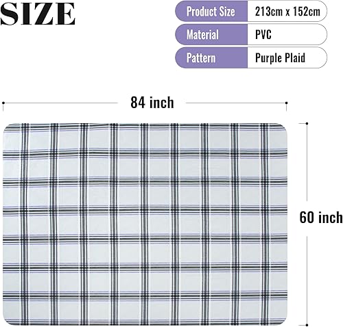 Miniatura 5 de FIFTY FEET Mantel rectangular de 84 x 60 pulgadas, mantel de vinilo con respaldo de franela para mesas rectangulares, impermeable, a prueba de