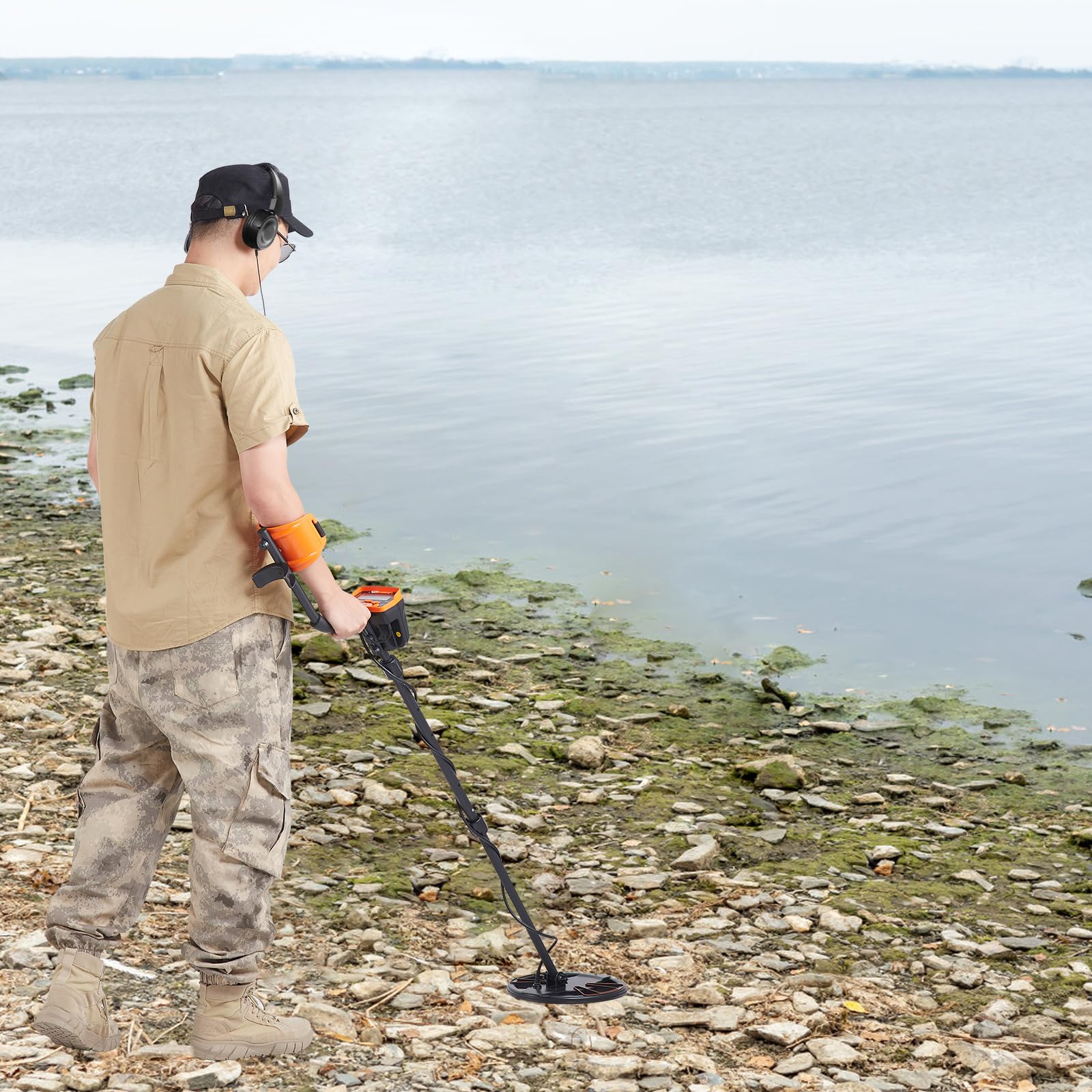 VEVOR Détecteur de Métaux pour Adultes Enfants 25,4 cm Détecteur de Métaux Professionnel Réglable Bobine Étanche IP68 Écran LCD 7 Modes Puce DSP Avancée Léger pour Recherche Pièces d'Or Chasse Trésors