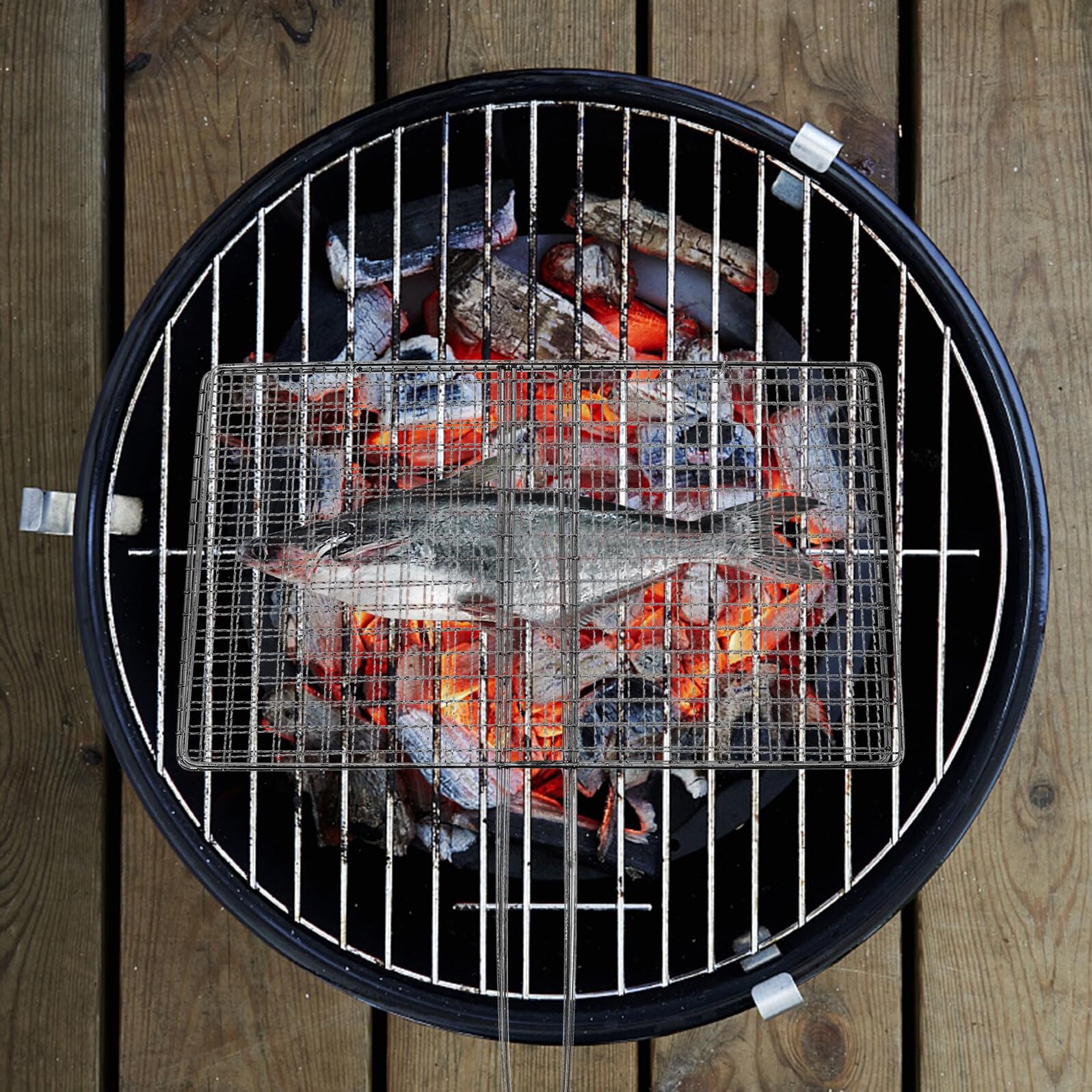 Cestello Grill per Pesce in Acciaio Inox per Barbecue Esterno