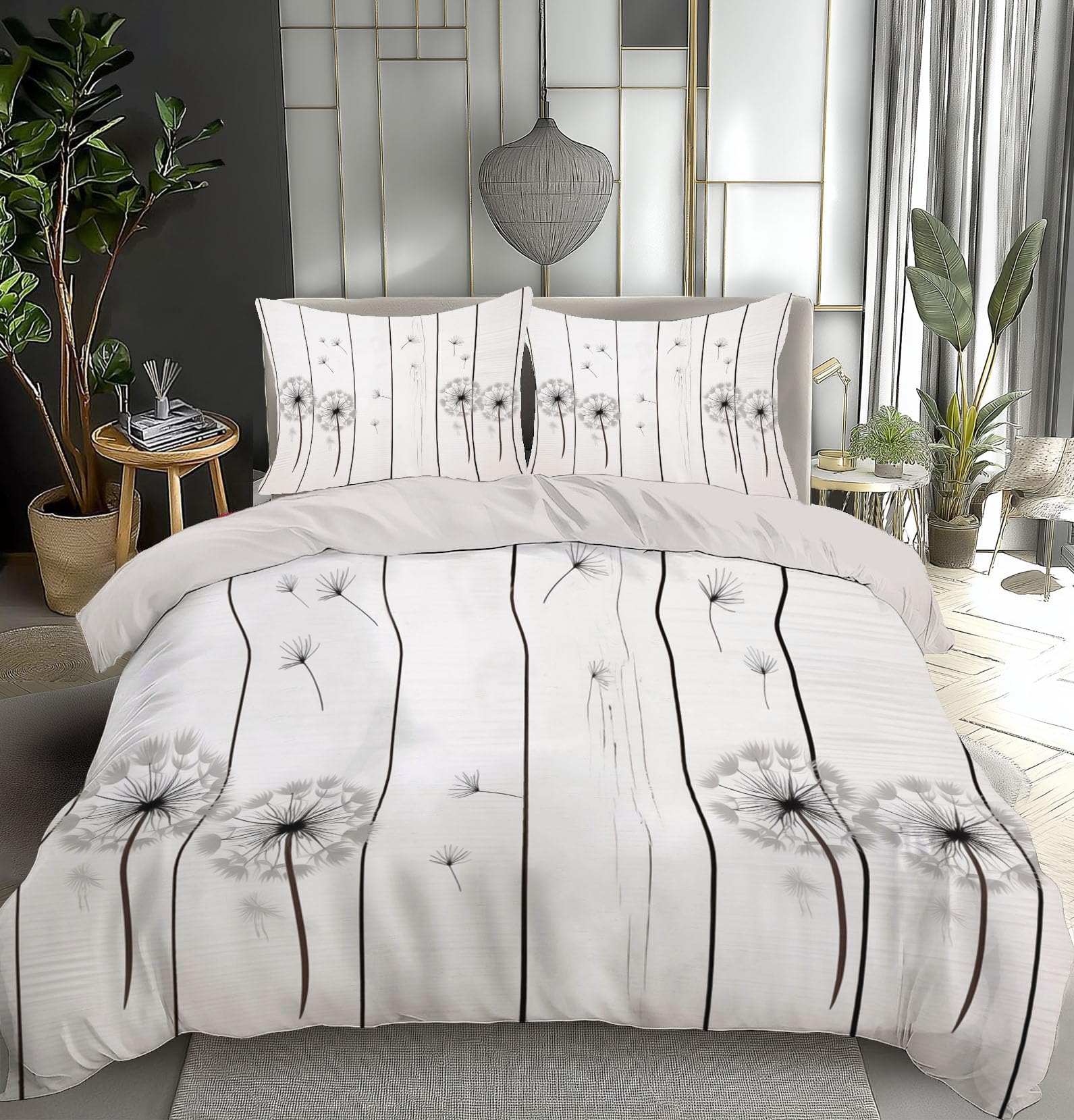 Housse de couette 200x200 microfibre avec fermeture éclair pratique pour lit 2 personnes