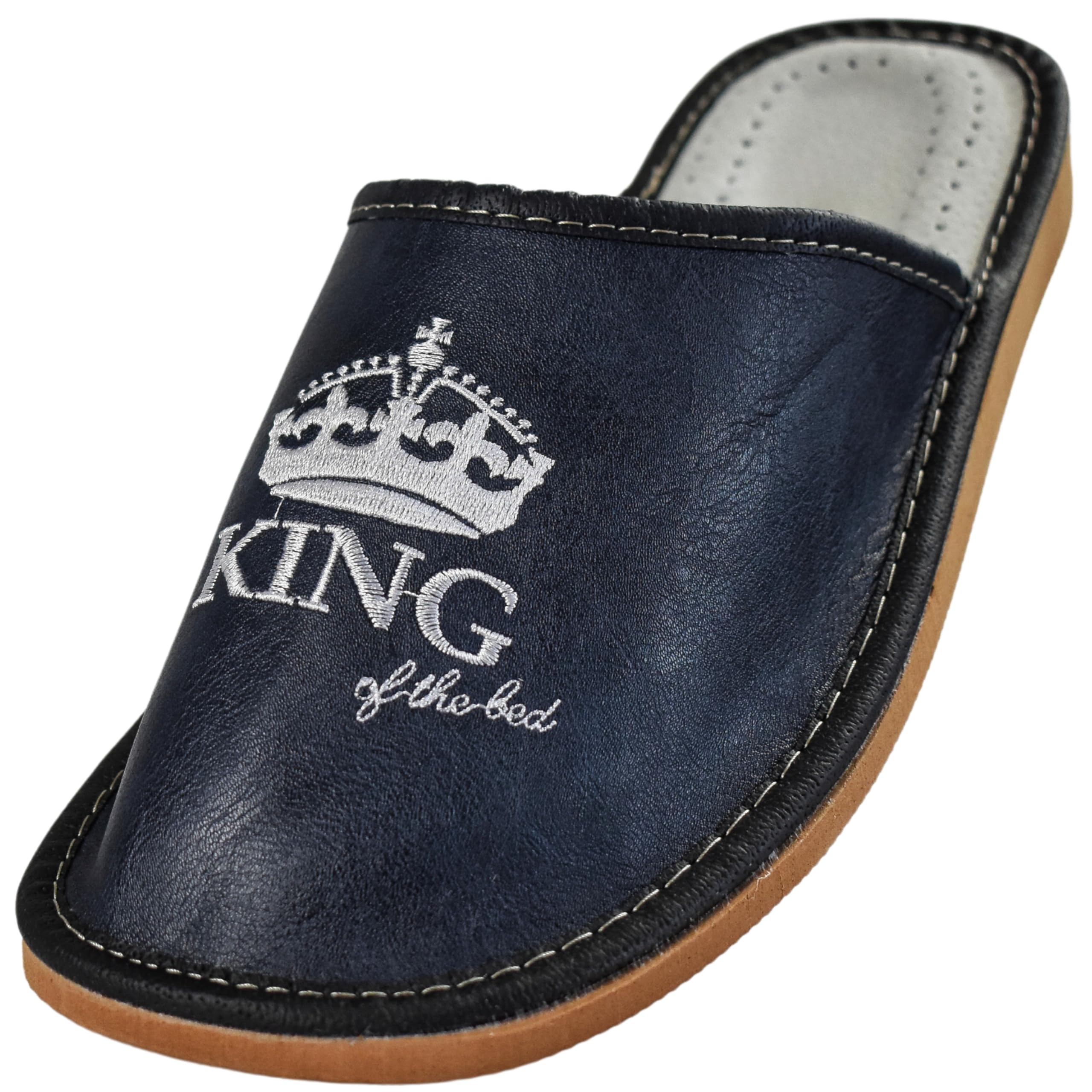 APREGGIO - Herren Hausschuhe aus Leder – Slip-On, Pantoffeln