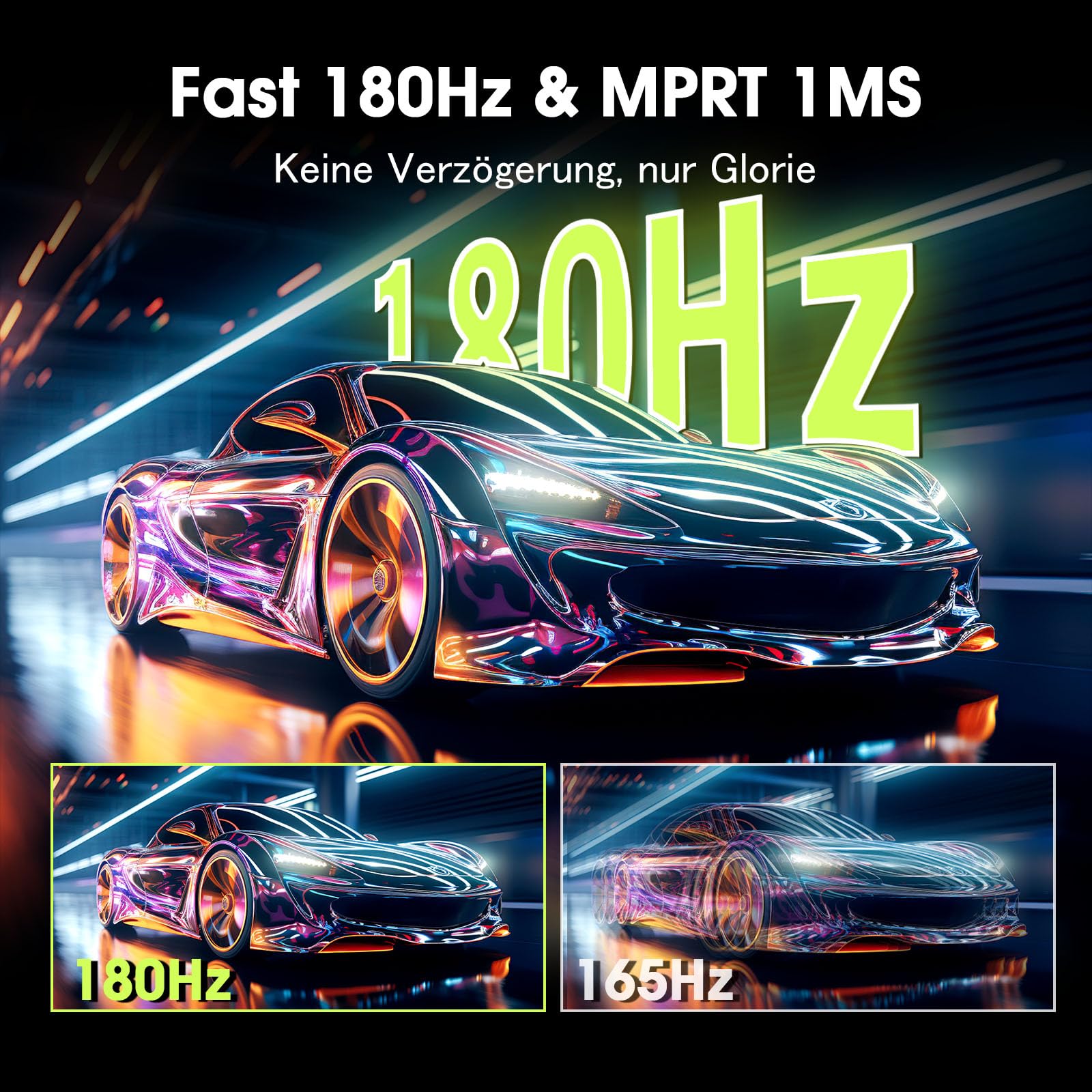 Amzfast Monitor da Gaming Curvo 1500R con Adaptive-Sync, HDMI/DisplayPort, 27 Pollici 180Hz/QHD