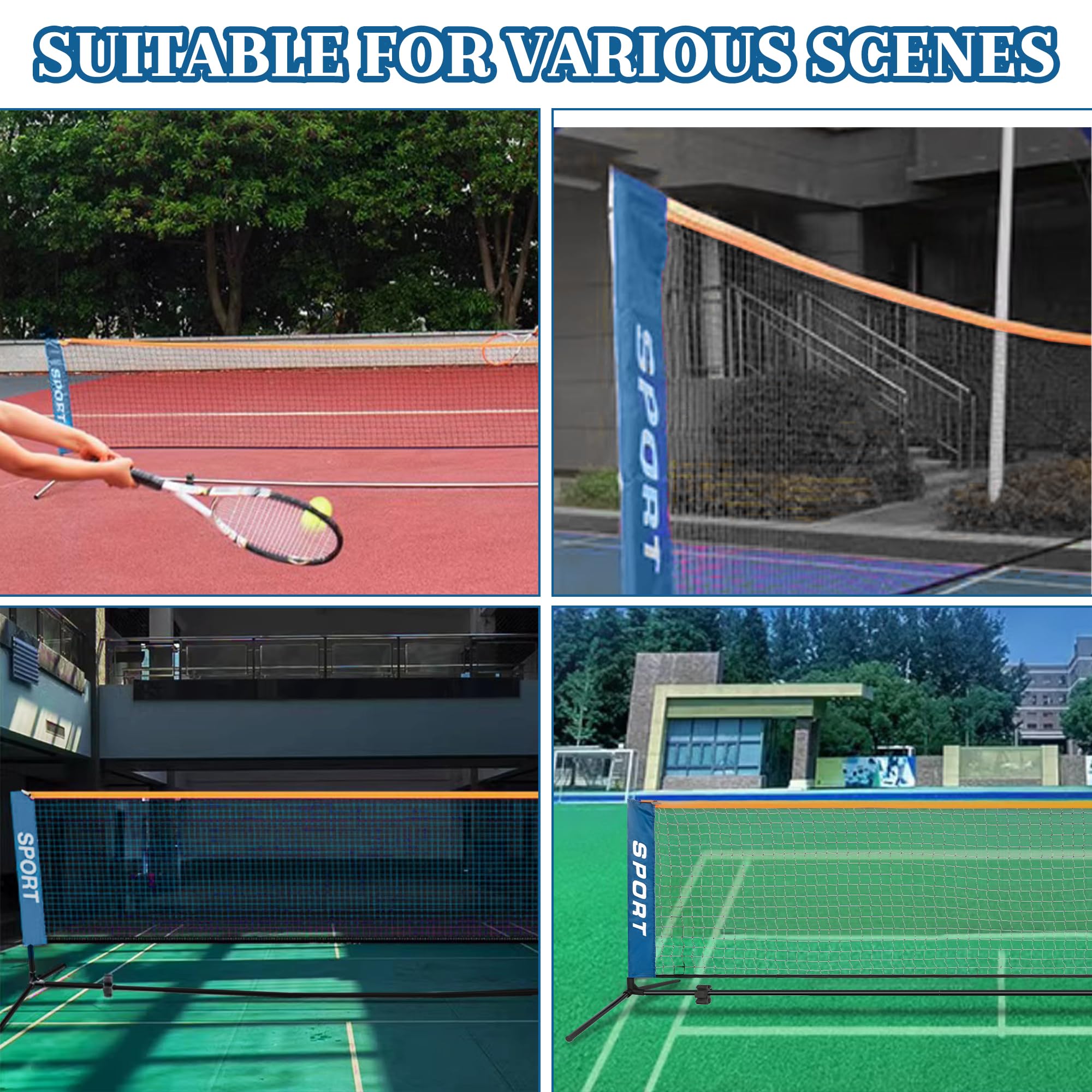 Rete da tennis da 3 m per cortili, rete pratica pieghevole per vialetto, leggera, portatile, facile da installare, con borsa per il trasporto, per interni ed esterni