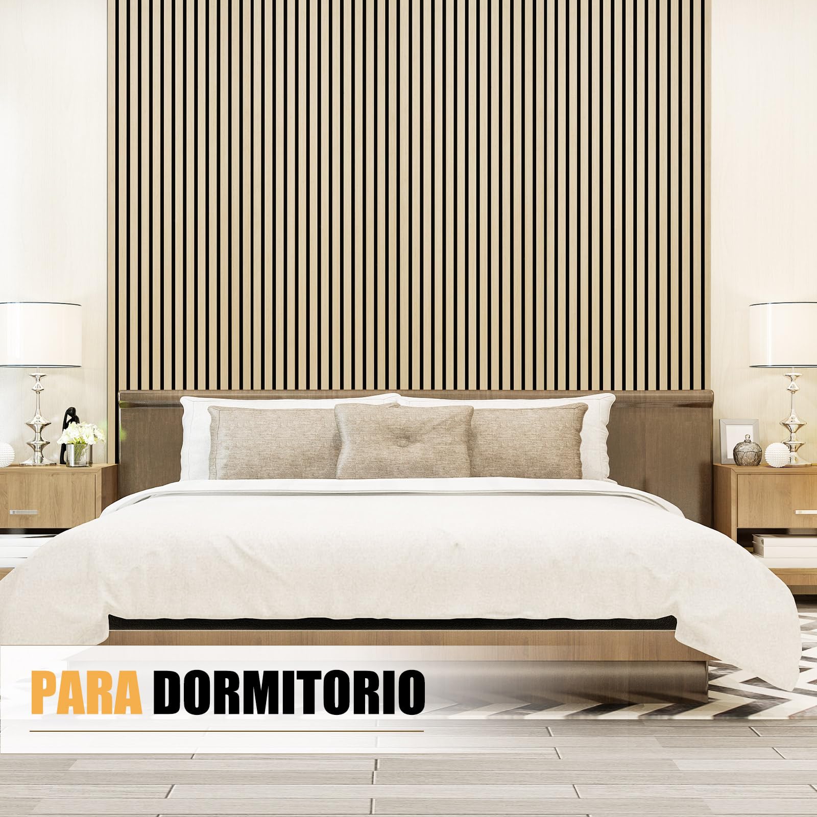 DOLLAR BOSS Paneles acústicos de madera, paneles de pared 3d 120x60cm 2 Piezas | pared de madera, pared acústica, paneles acústicos, pared con molduras decorativas Roble Blanco