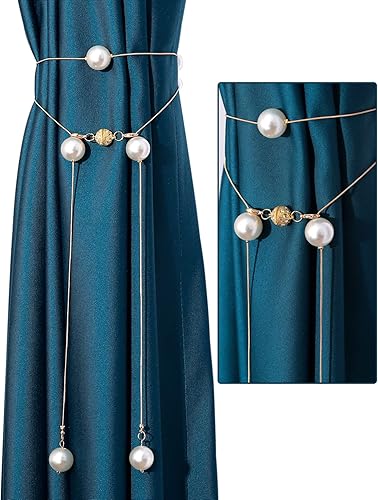 SunVFaFa Paquete de 4 alzapaños magnéticos de perlas para cortinas, elegantes alzapaños para cortinas decorativas del hogar, soportes ajustables
