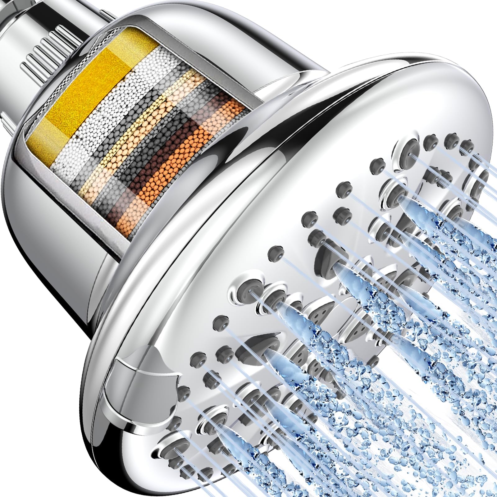 Cobbe Shower Head with Filter, High Pressure 7 Spray Modes Shower Head with Filter, 16 Stage Shower Head Filter for Hard Water, Removes Chlorine and Toxins (Chrome)
