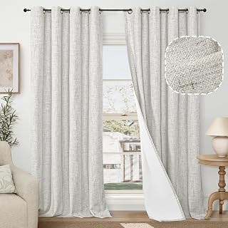 Lajode Light Grey Linen Blackout Curtains 84" Long Each 60 Wide 2 Panels