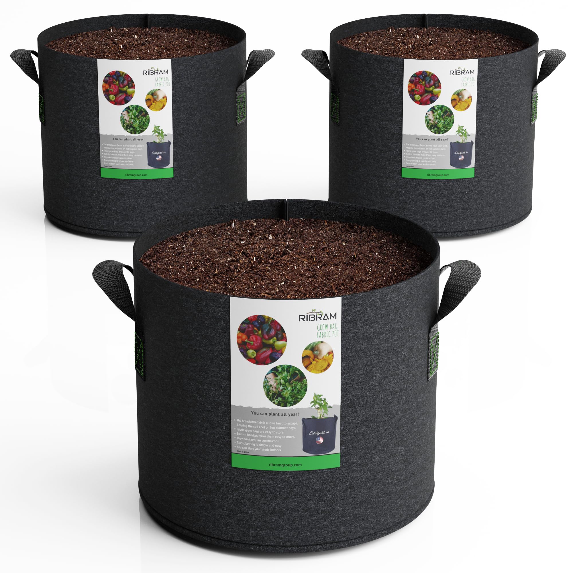 400G Heavy Duty Mix Garden POTS Premium Non-Woven Felt Fabric 20 Gallons Grow Bags - Your Eco-Friendly Gardening Solution (3 Units/Pkg).