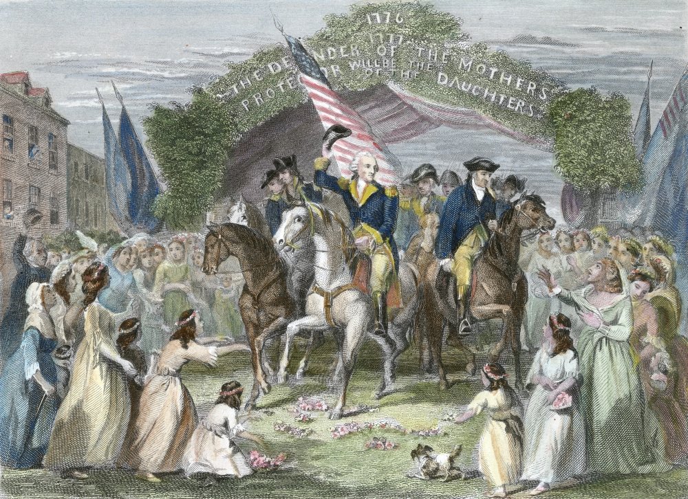 George WashingtonN(1732-1799) First President Of The United States President-Elect WashingtonS Reception At Trenton New Jersey 21 April 1789 En Route To His Inauguration In New York City Engraving Aft