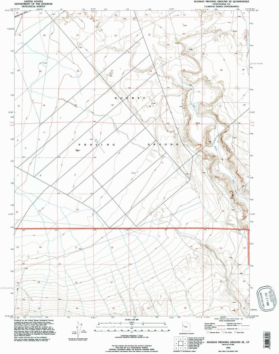 YellowMaps Dugway Proving Ground SE UT topo map, 124000