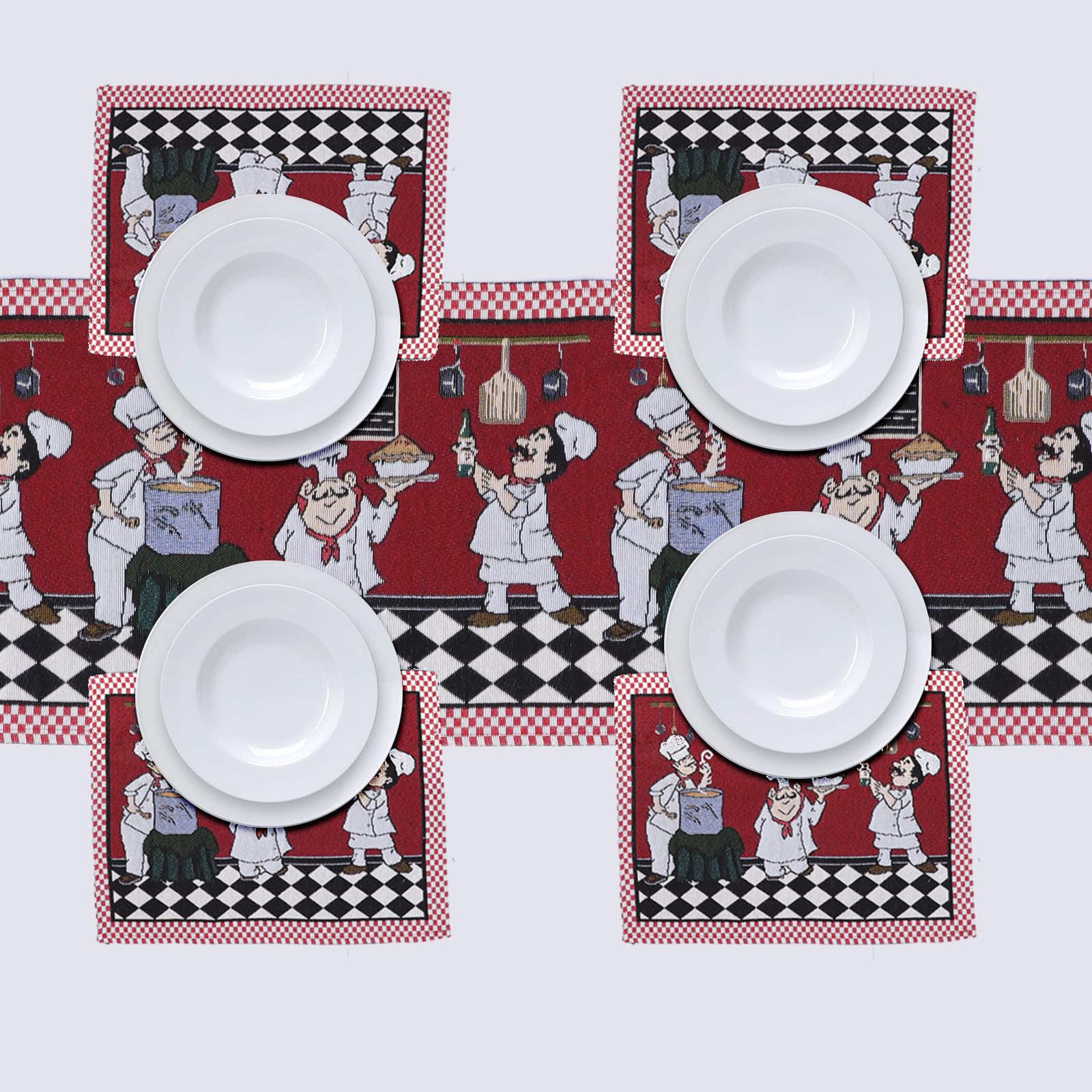 STOBAZA 5 Piezas Mantel de Cocina, Decoración de Mantel de Jacquard, Tejido Combinado, Plegable, Reutilizable, Fácil de Limpiar, para Uso Diario y Navidad