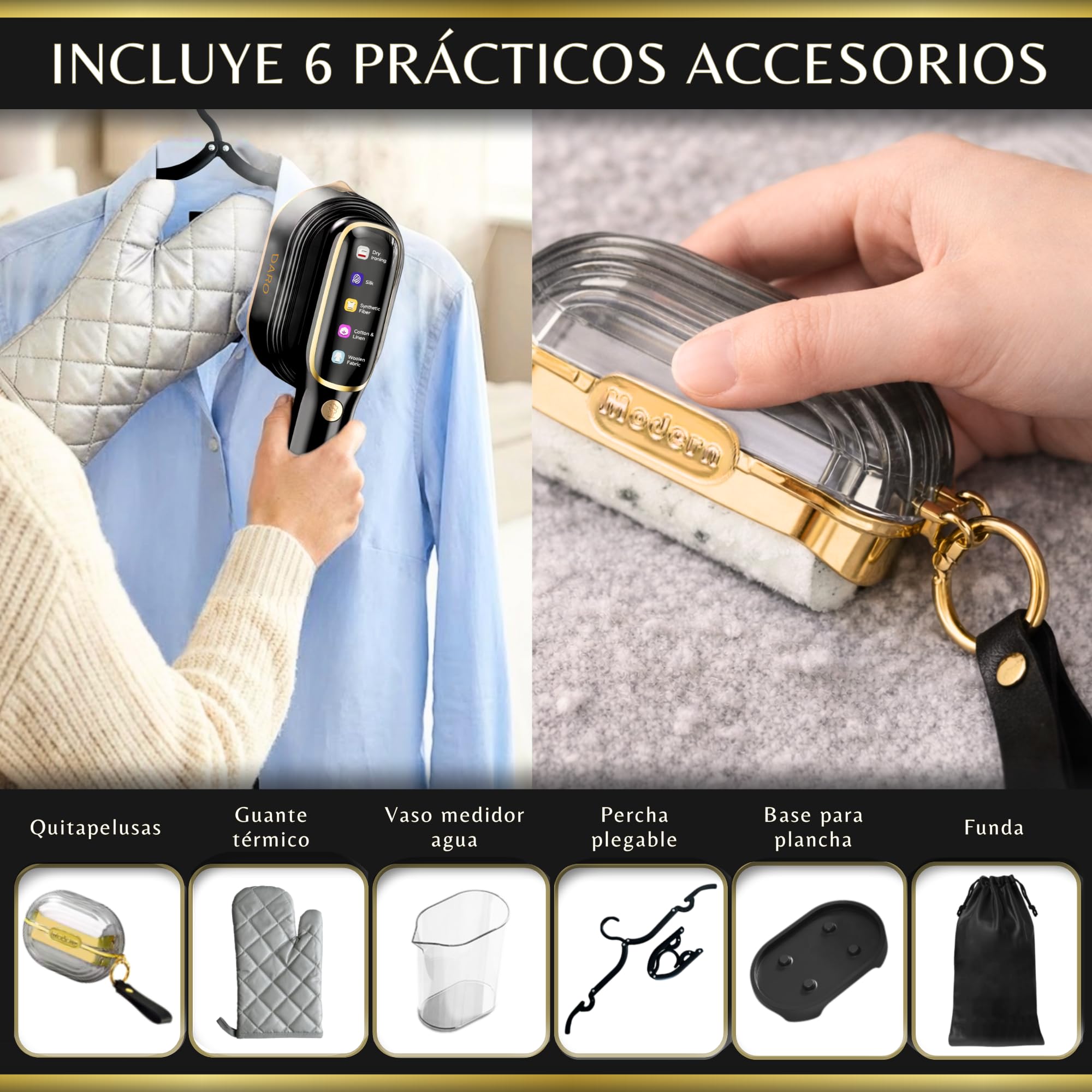 Plancha Vertical Vapor Ropa Viaje 2 en 1 | Vaporizador de Ropa y Plancha de Mano | Uso Vertical y Horizontal | Plancha Vertical Ligera y Compacta | Ideal para Viaje y Hogar.