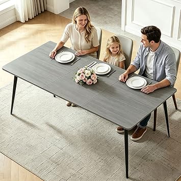 83" Modern Dining Table for 6-8 People, Gray