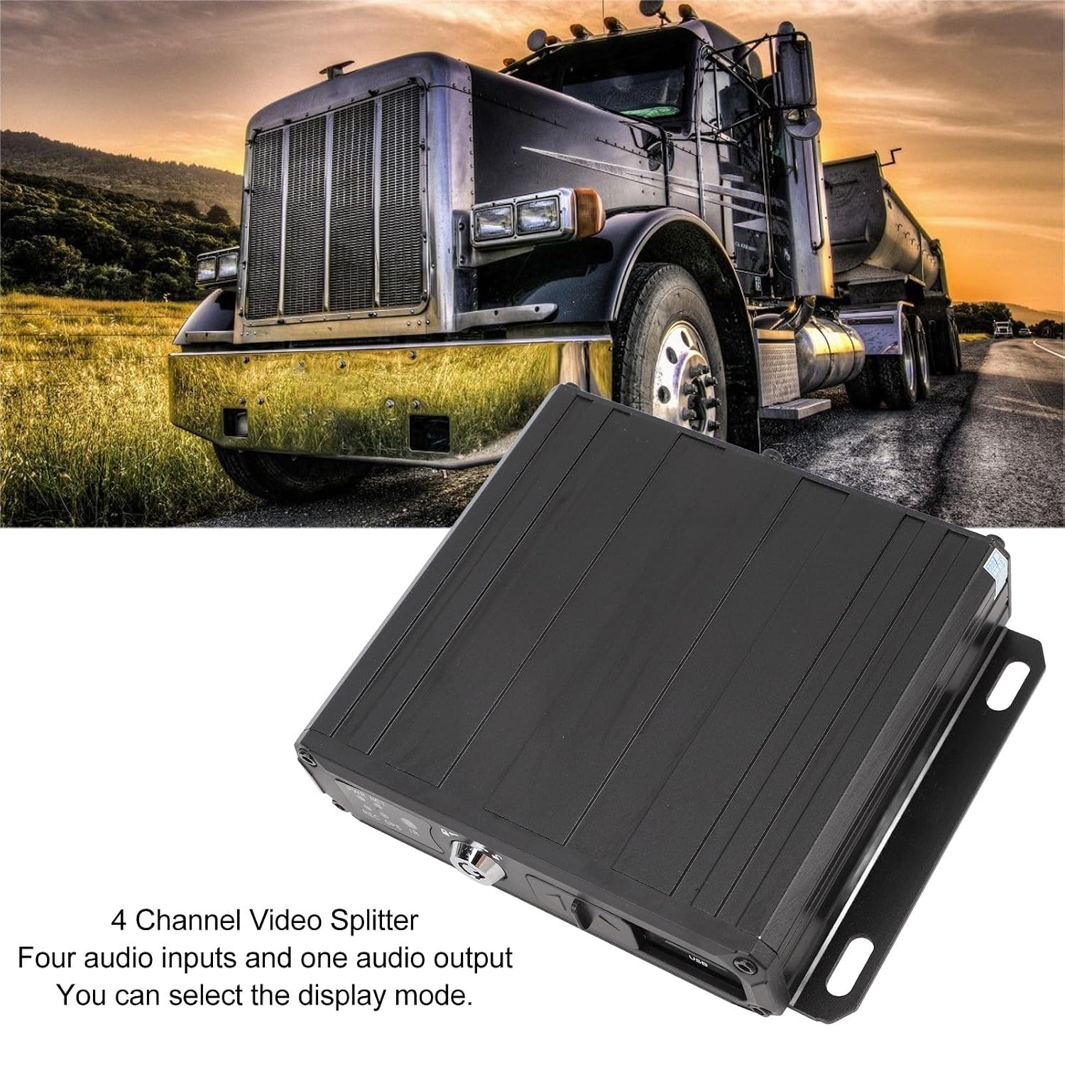 Backup Camera Video Switcher, 4 Channel Parking Camera Video Splitter 4 Input 1 Output DC12V/24V 1080P AHD Backup Camera Image Switch Combiner Box for RV Buses Truck (No Memory image 4