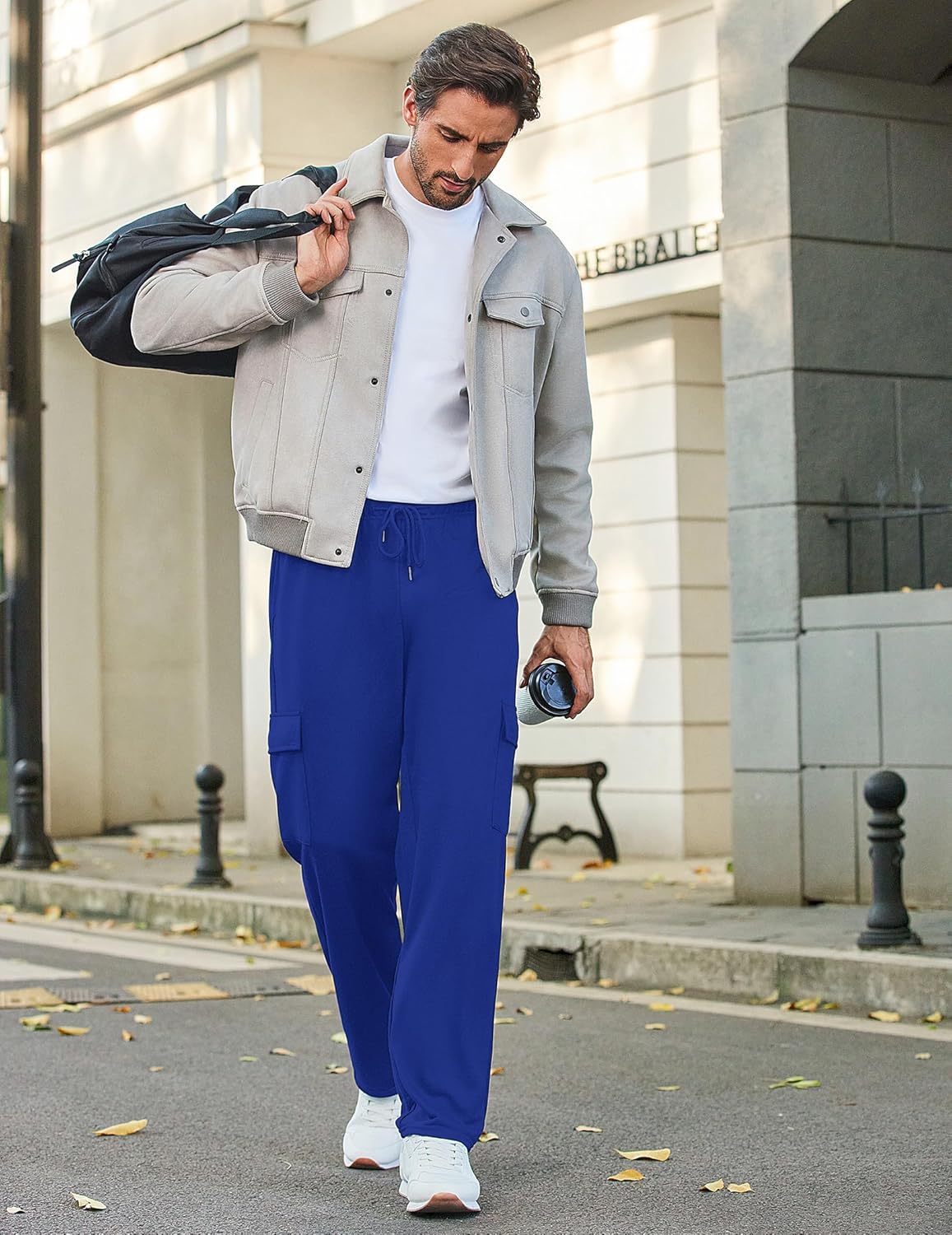 Deyeek Men's Cargo Sweatpants Open Bottom Baggy Sweat Pants for Mens Straight Leg Gym Cargo Sweats Lounge Pants with Pockets - Image 6